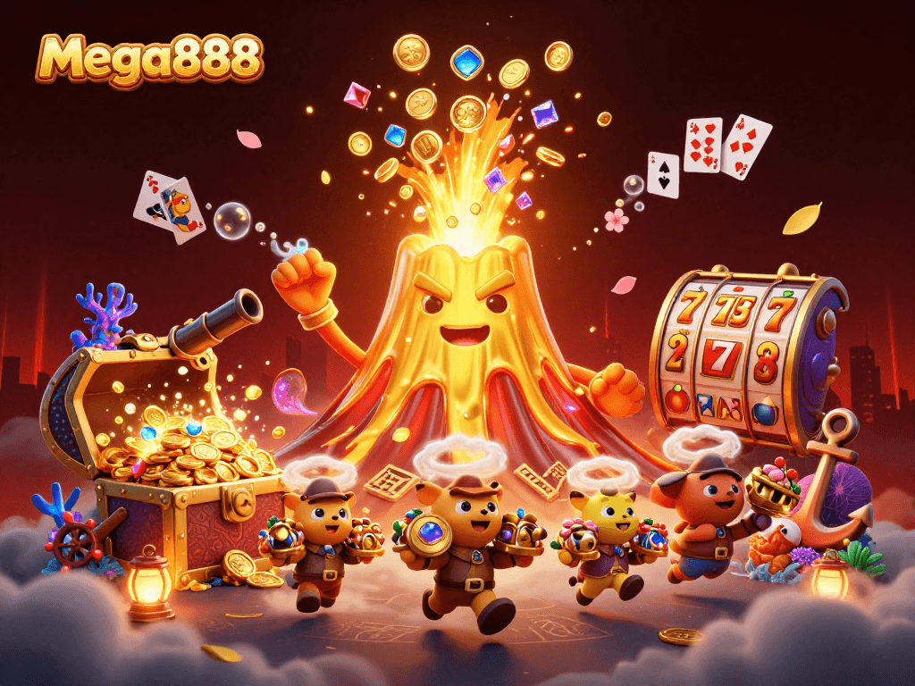 Mega888 menawarkan pengalaman slot terbaik dengan ilustrasi berwarna-warni dan kaya dengan elemen permainan.