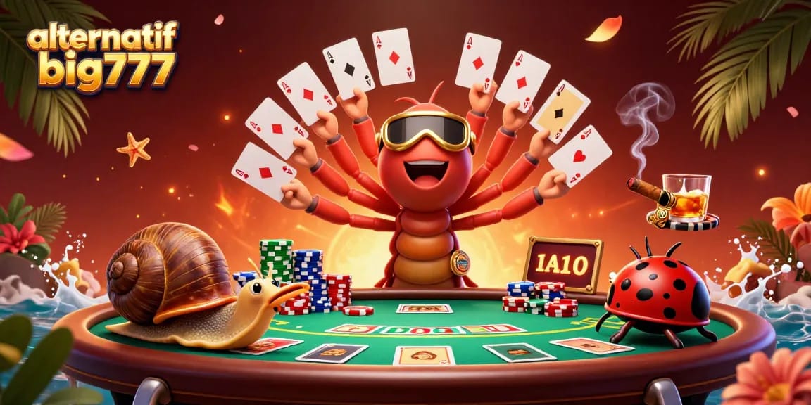Experience thrilling gameplay with alternatif big777 in this vibrant 3D casino scene featuring unique characters.