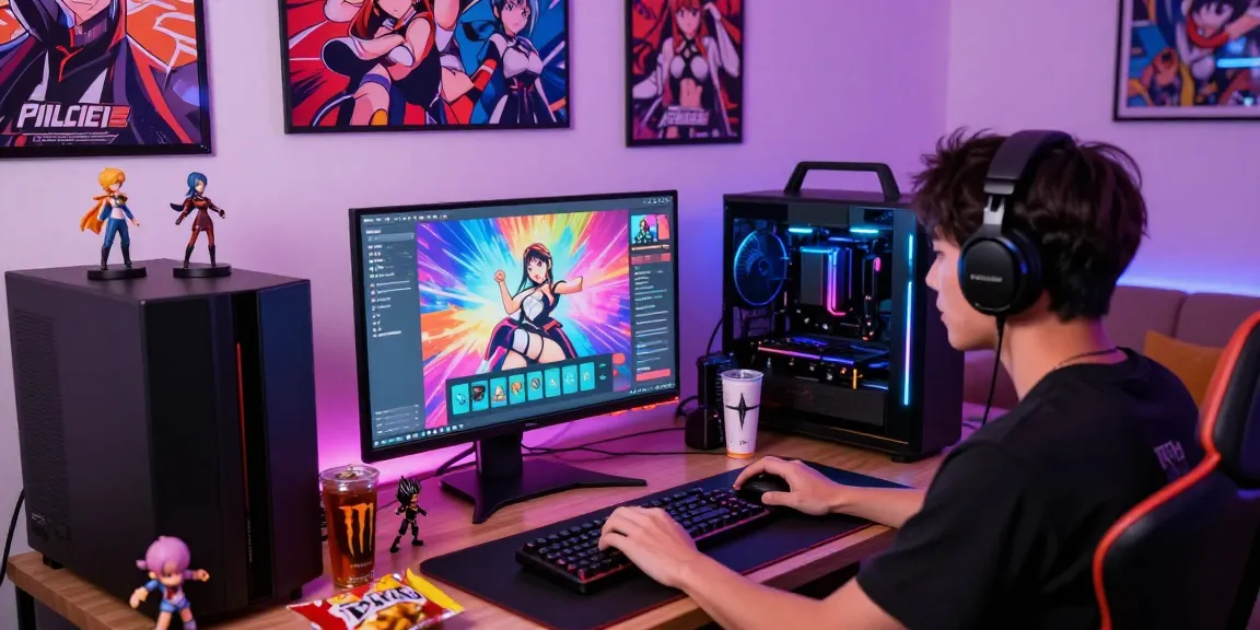 Immersive ecchi simulator gaming scene with colorful interactive interface and vibrant atmosphere.