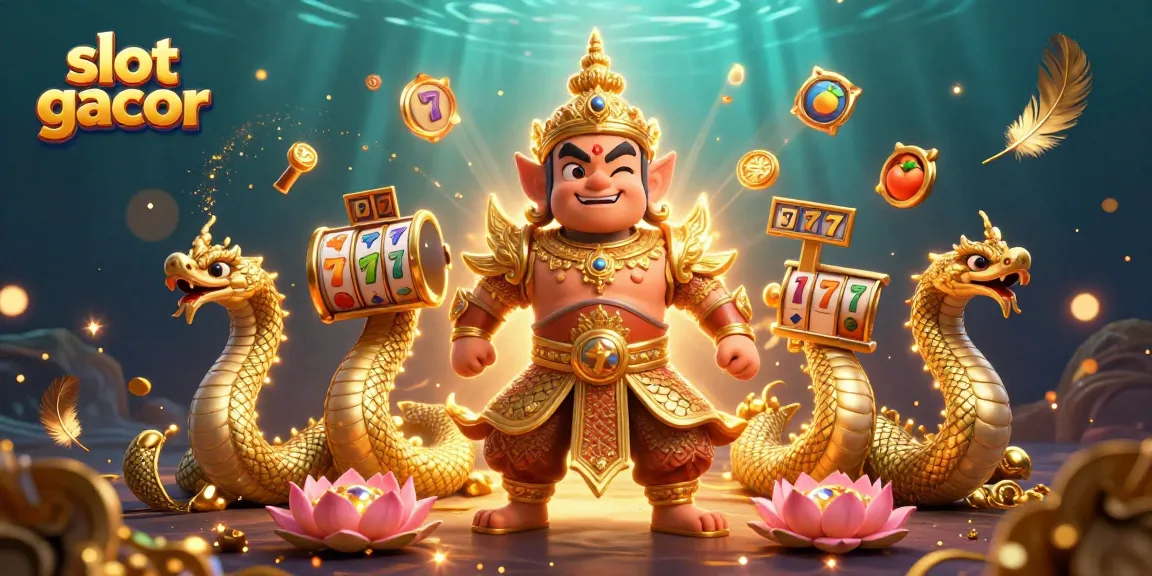 Experience the excitement of slot gacor with a vibrant and dynamic scene featuring Thailand's guardian character.