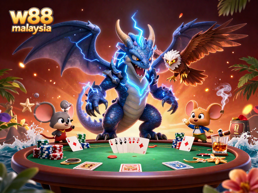 Experience w88 Malaysia excitement with powerful casino-themed characters and rich gambling elements.