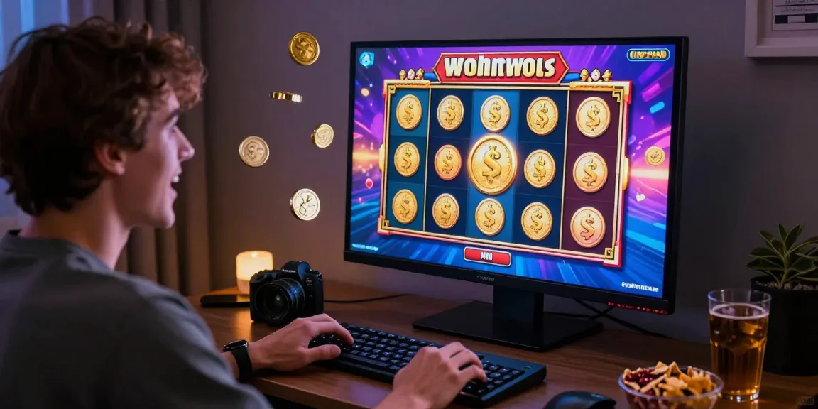 Exciting moment of playing slot gacor malam ini online, showcasing colorful game graphics and a cozy setup.