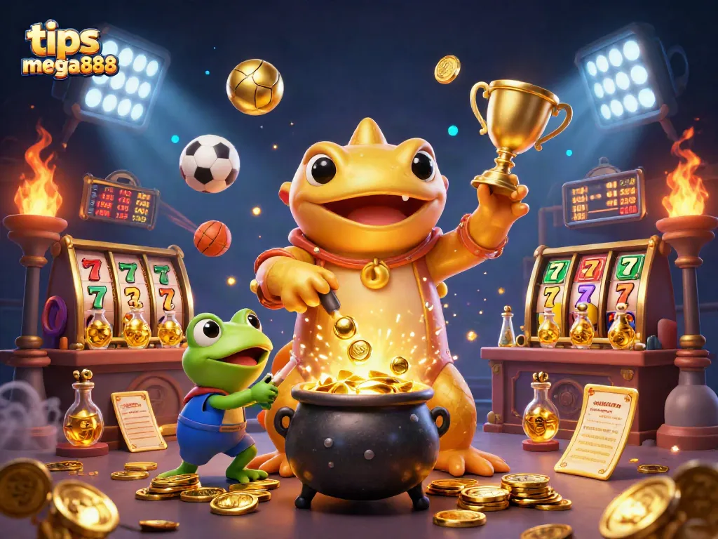 Learn winning strategies with tips mega888 in a vibrant casino illustration full of excitement.