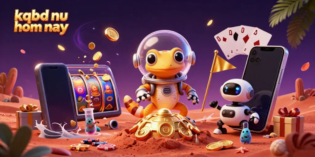 Experience thrilling kqbd nu hom nay with a Martian gecko exploring a golden casino.