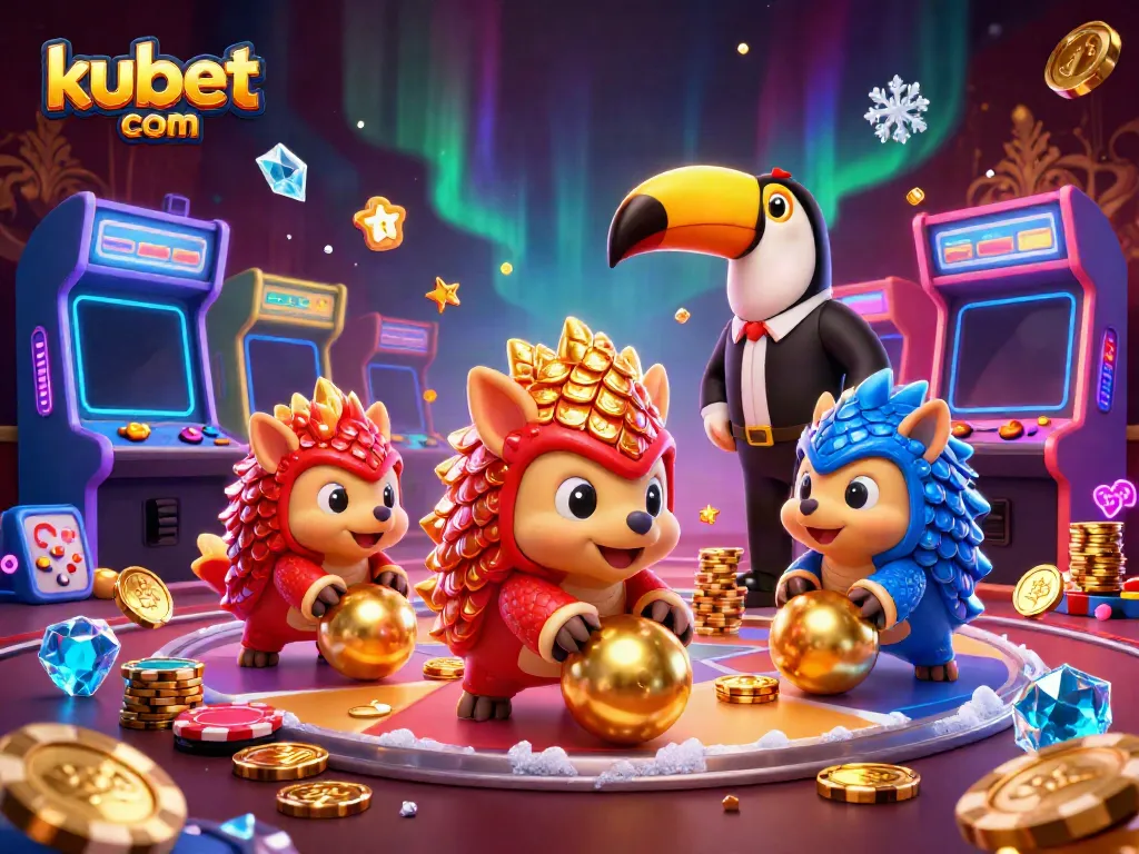 Experience the excitement of kubet com with rival pangolins engaging in a dynamic casino battle.