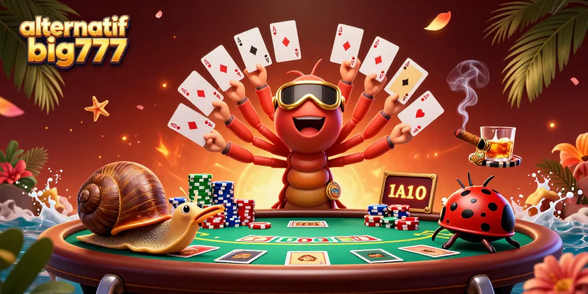 Experience thrilling gameplay with alternatif big777 in this vibrant 3D casino scene featuring unique characters.